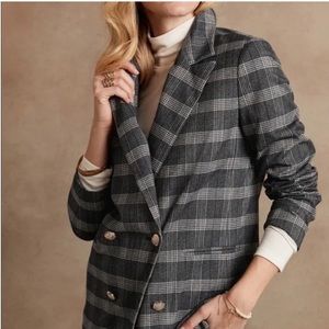 Banana Republic Factory Boyfriend Blazer in Midnight Plaid